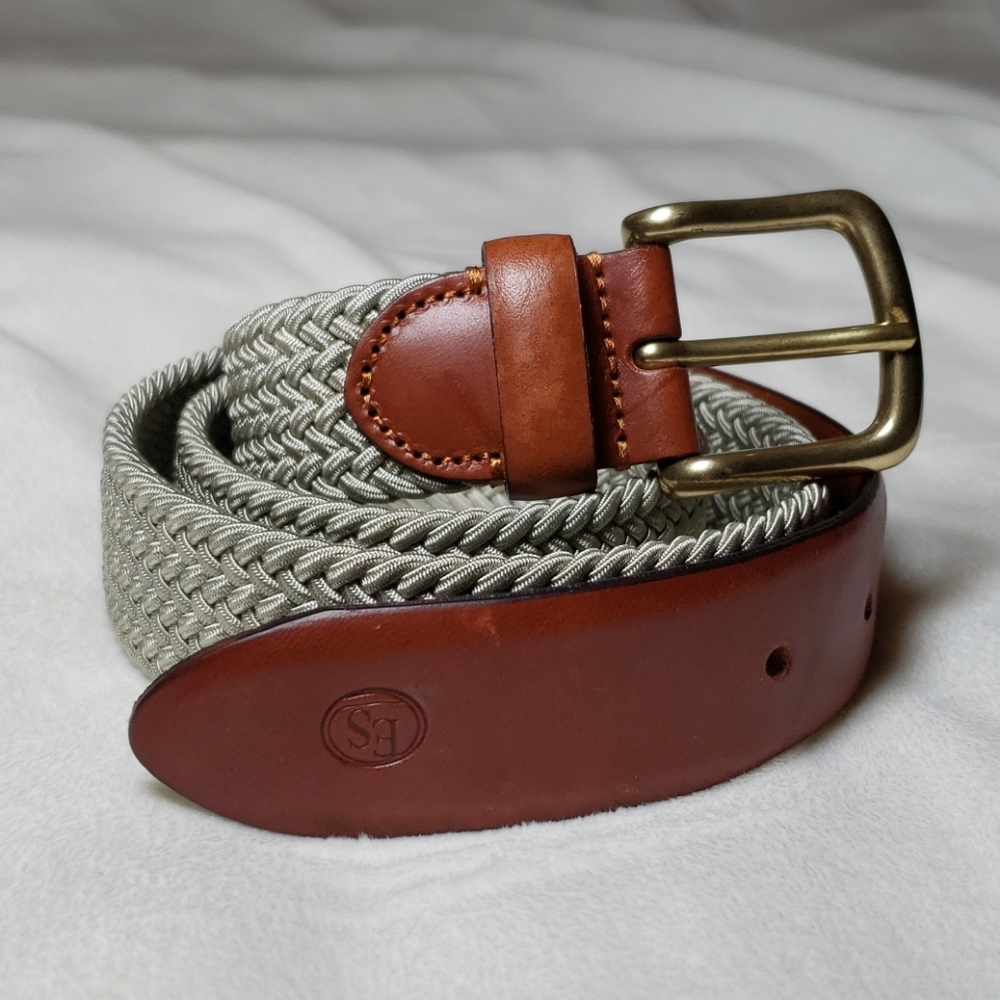 Leather and elastic braided belt